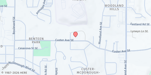 Map showing Haitian Ministry Theophile Church In Christ, Inc. at 930 Custer Avenue Southeast, Custer/McDonough/Guice, GA