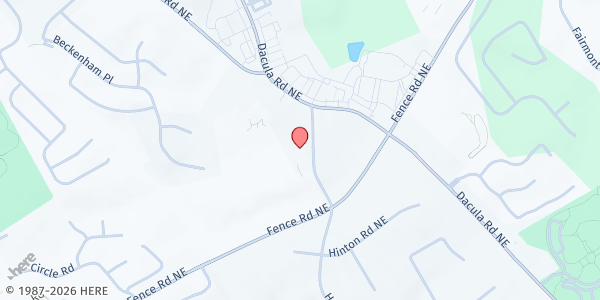 Map showing Hebron Baptist Church at 202 Hebron Church Road, Dacula, GA