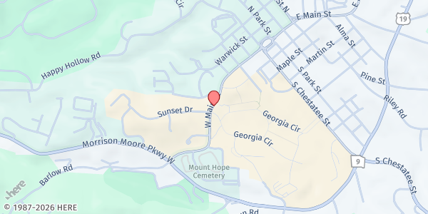 Map showing UNG Food Pantry at Historic Vickery House at W. Main St., Dahlonega, GA