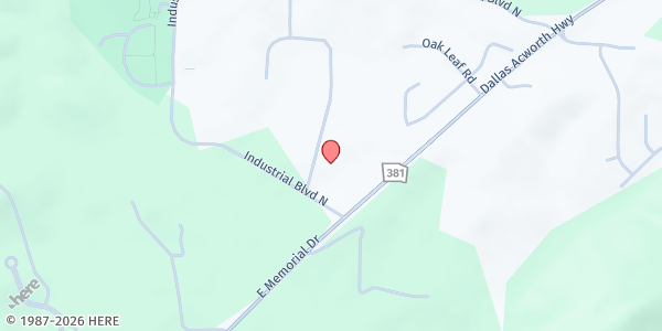 Map showing Paulding County Senior Center at 54 Industrial Way N., Dallas, GA