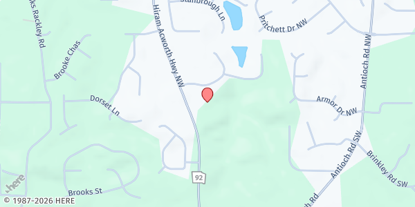 Map showing Your New Best Friend at 225 Hiram Acworth Highway, Dallas, GA