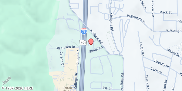 Map showing Central Church Of Christ at 515 N Tibbs Rd, Dalton, GA