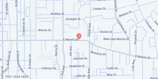 Map showing East Side Baptist Church at 913 E. Morris St., Dalton, GA