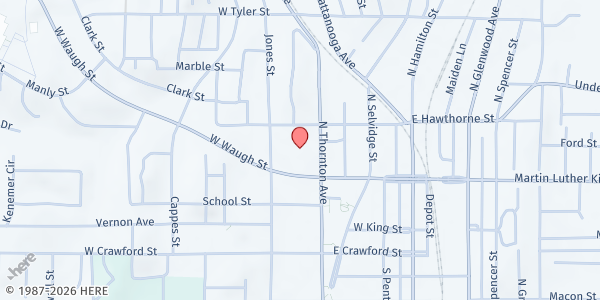 Map showing First Baptist Church - Dalton at 311 N. Thornton Ave., Dalton, GA