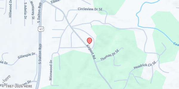 Map showing Hopewell Baptist Church at 3527 Airport Rd., Dalton, GA