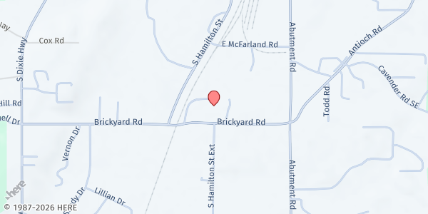 Map showing McFarland Hill Baptist Church at 307 Brickyard Road, Dalton, GA