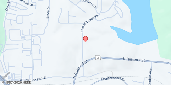 Map showing Mt. Rachel Baptist Church at 332 Haigmill Lk Rd., Dalton, GA