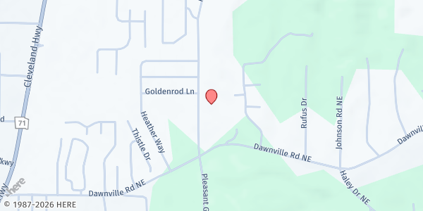 Map showing Salem Baptist Church at 1448 Pleasant Grove Dr. NE, Dalton, GA