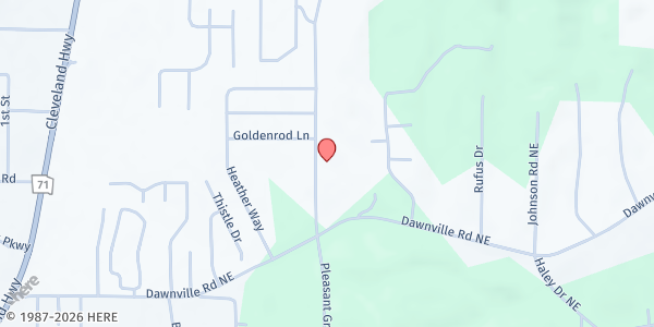 Map showing Salem Baptist Church of Dalton at 1448 Pleasant Grove Dr. NE, Dalton, GA