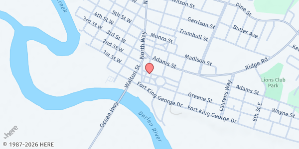 Map showing DARIEN UMC at 251 Franklin Street, Darien, GA