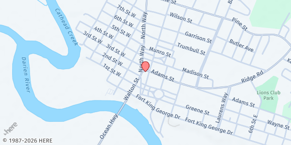 Map showing St. Andrew's Episcopal Church Food Pantry at 313 Blounts Crossing, Darien, GA