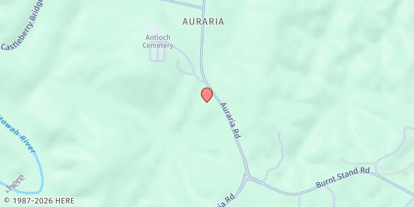 Map showing Antioch Baptist Church at 4632 Auraria Rd., Dawsonville, GA