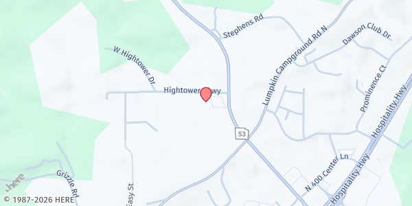 Map showing Christ Fellowship at 139 Hightower Pkwy, Dawsonville, GA