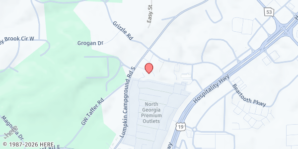Map showing Dawson Community Food Bank & Thrift Store at 671 Lumpkin Camp Ground Rd. S., Dawsonville, GA