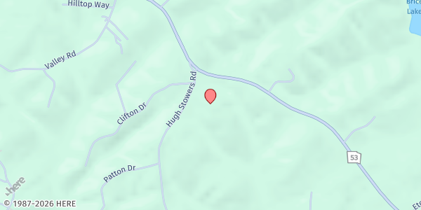 Map showing The Soul Filling Station at 103 Hugh Stowers Rd., Dawsonville, GA