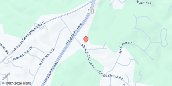 Map showing There's Hope for the Hungry Inc. - Dawson - River Rocks Church at 321 Kilough Church Rd, Dawsonville, GA