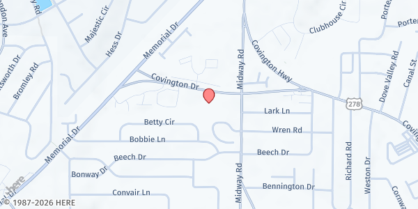Map showing Church of God of Prophecy--Decatur at 3333 Covington Dr, Decatur, GA