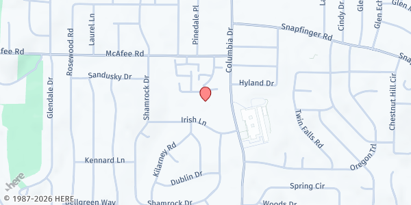 Map showing Columbia Drive United Methodist Church at 2067 Columbia Drive, Decatur, GA