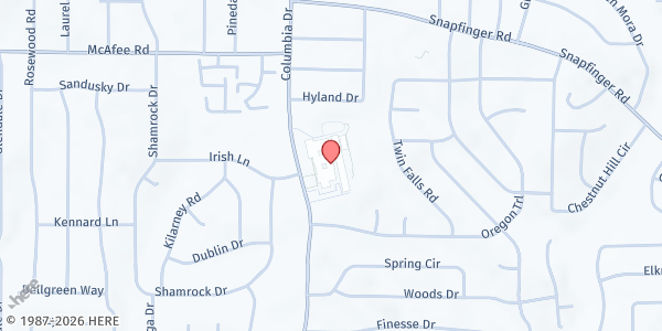 Map showing Columbia High School at 2106 Columbia Drive, Decatur, GA