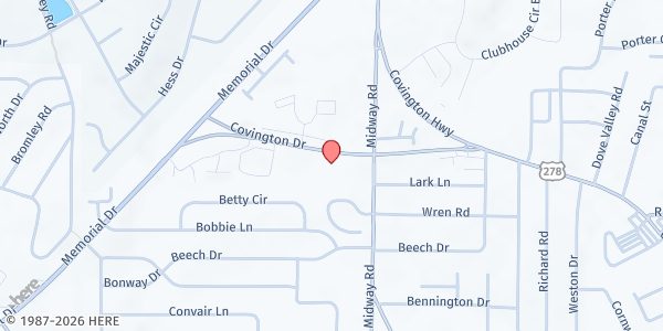 Map showing Covington Drive Church of God of Prophecy at 3333 Covington Dr., Decatur, GA
