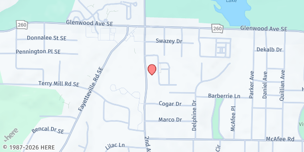 Map showing Divine Purpose Community Outreach Program, Inc. at 1890 2nd Avenue, Decatur, GA