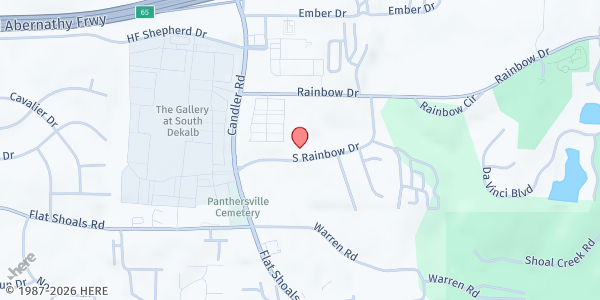 Map showing Embrace Your Purpose Outreach Center, Inc. at 2956 South Rainbow Drive, Decatur, GA
