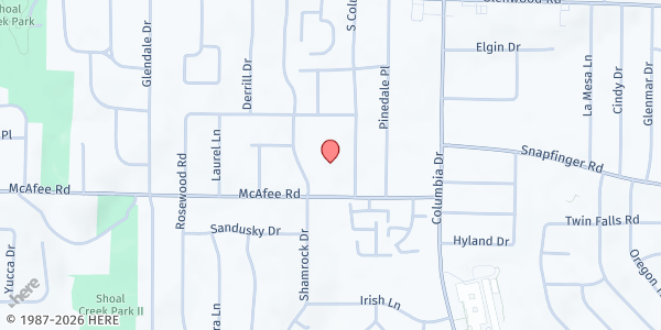 Map showing Episcopal Church of the Holy Cross at 2005 South Columbia Place, Decatur, GA