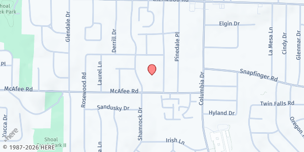 Map showing Episcopal Church of the Holy Cross at 2005 S. Columbia Pl., Decatur, GA