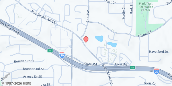 Map showing Flat Shoals United Methodist Church at 2400 Flat Shoals Road, Decatur, GA