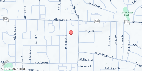 Map showing Hillside Presbyterian Church at 1879 Columbia Drive, Decatur, GA
