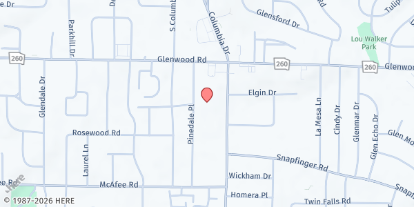 Map showing Hillside Presbyterian Church at 1879 Columbia Dr, Decatur, GA