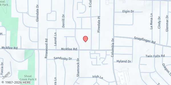 Map showing Holy Cross Episcopal Church at 2005 S. Columbia Pl., Decatur, GA