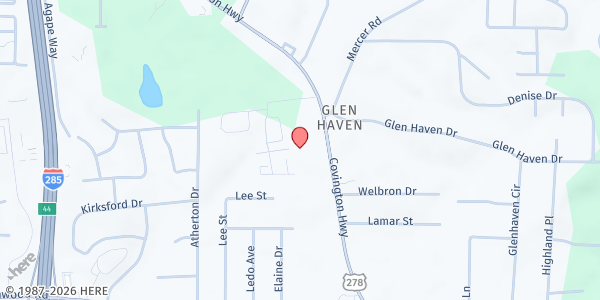 Map showing Latter Rain Church of Jesus Christ, Apostolic at 4633 Covington Highway, Decatur, GA