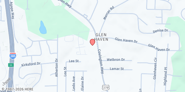 Map showing Latter Rain Church of Jesus Christ Apostolic Inc. at 4664 Covington Highway, Decatur, GA