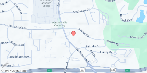 Map showing New Life Community Center at 3592 Flat Shoals Rd., Decatur, GA