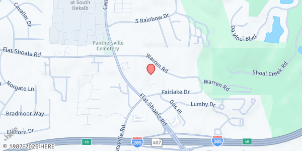 Map showing New Life Community Center - Building 4 at 3592 Flat Shoals Road, Decatur, GA