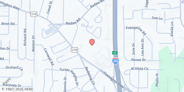 Map showing Peace Baptist Church at 4000 Covington Hwy., Decatur, GA