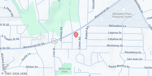Map showing The Christian Jubilee Full Word Baptist Church at 1522 Thomas Rd., Decatur, GA