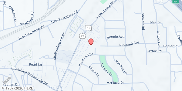 Map showing North Atlanta Hispanic Church at 3554 Strait St., Doraville, GA