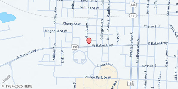 Map showing Coffee County Food Bank at 611 West Baker Highway, Douglas, GA