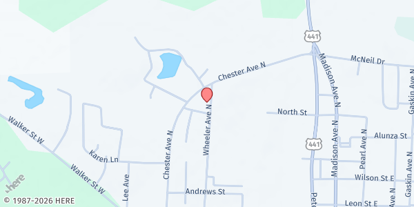 Map showing Douglas First Assembly of God at 1200 N. Chester Ave., Douglas, GA