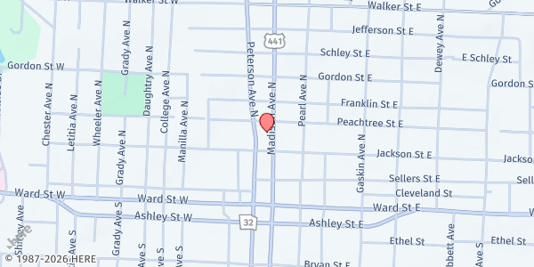 Map showing Douglas First UMC at 311 N. Madison Ave., Douglas, GA