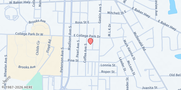 Map showing Gaines Chapel AME at 1008 South Coffee Avenue, Douglas, GA