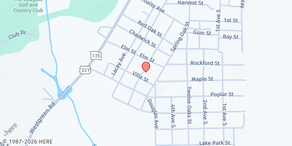 Map showing The Cathedral of True Praise Institutional Baptist Church at 180 Green Oak Street, Douglas, GA