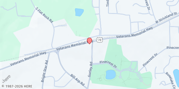 Map showing Harvest For Christ Church at 12881 Veterans Memorial Hwy, Douglasville, GA