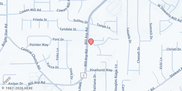 Map showing Love Christian Center at 3500 GA-5 Ste 101, Douglasville, GA