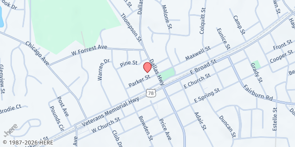 Map showing Point of Life at 6689 Parker Street, Douglasville, GA