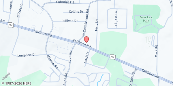 Map showing Safe Haven Total Restoration at 2202 Fairburn Road, Douglasville, GA