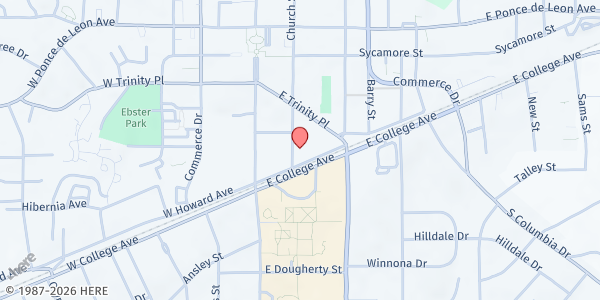 Map showing Decatur Cooperative Ministry at 115 Church Street, Downtown Decatur, GA