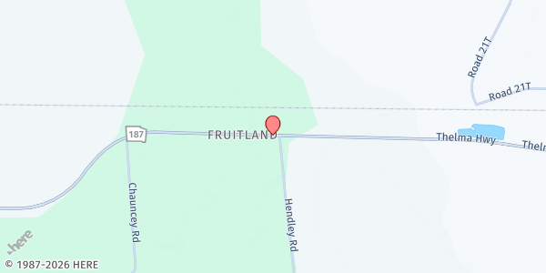Map showing Fruitland Church of God at 3893 Georgia 187, Du Pont, GA